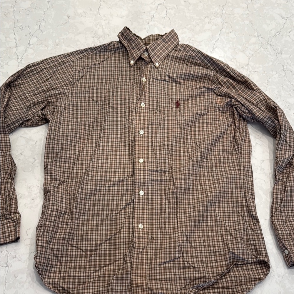Polo by Ralph Lauren Men's Brown Checkered Shirt